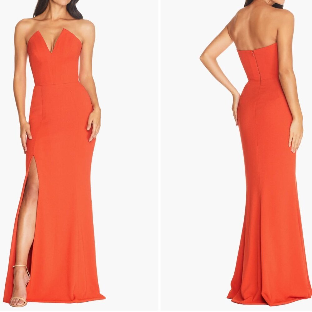 Dress the Population Fernanda Strapless Evening Gown in Poppy Size XXL